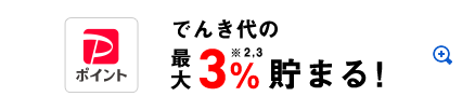 PayPayポイント でんき代の最大3%※2,3貯まる！